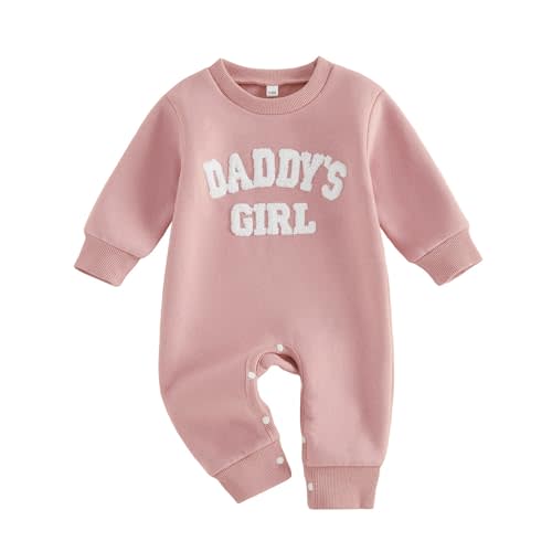 Newborn Baby Girl Fall Outfit Romper Jumpsuit Warm Infant Clothes | Letter Embroidery Bodysuit Fleece Lined Winter Clothes