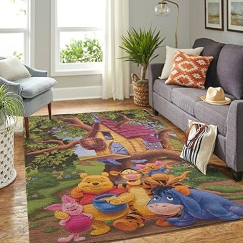 The Pooh-Bear Area Rug - Anime Carpet for Playroom, Movie-Themed Rug for Bedroom, Soft and Cozy Living Room Rug, Nursery Area Rug, Perfect Home Decoration (Color 3, 48 * 72 inches)