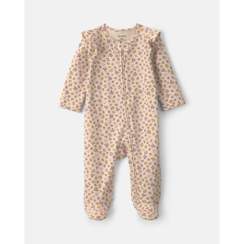 Baby Girl Floral 100% Cotton 2-Way Zip Sleep & Play Pajamas - Cream | Carter's