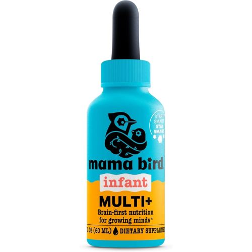 Mama Bird Infant Multi+ (60 Servings) Vitamins for Infants, 30+ Essential Nutrients, Baby Brain Health, Methylfolate, Vitamin D3, Methylated Multivitamin - Vegan, Gluten Free, Non GMO