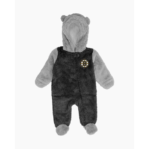 Boston Bruins Teddy Fleece Bunting Sleeper in Black and Grey