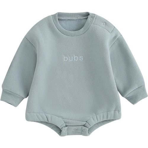 VISGOGO Newborn Infant Baby Boy Oversized Romper Sweater Onesie Coming Home Outfit Neutral Clothes (Bubs-Tan, 3-6 Months)
