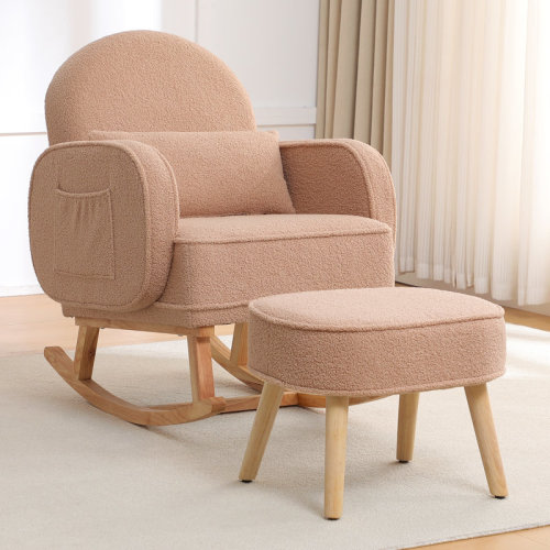 Isabelle & Max™ Upholstered Teddy Rocking Chair With Ottoman & Reviews | Wayfair