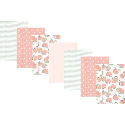 Hudson Baby Unisex Baby Flannel Burp Cloth 7pk, Sweet Peach, One Size