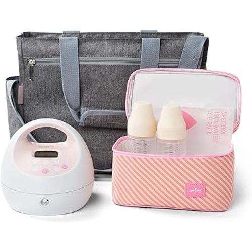 Spectra - S2 Plus Electric Breast Milk Pump with Tote Bag, Bottles and Cooler for Baby Feeding