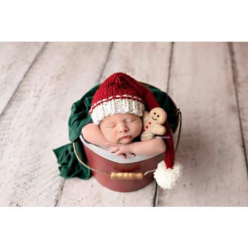 Knit Santa Hat: Red & Cream Christmas Holiday Cap