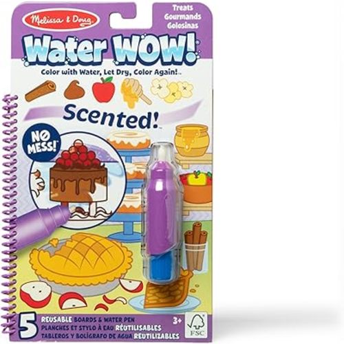 Melissa & Doug Scented Water WOW! Mess Free Coloring Book, Reusable Water-Reveal Activity Pad, Treats, Travel Toys, Party Favors, For Toddlers For Kids Ages 3+ - FSC Certified