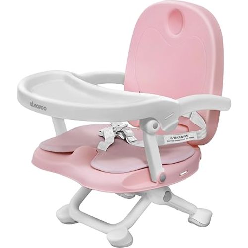 Baby Booster Seat for Dining Table with Removable Tray & Cushion, 3in1 Portable Toddler Booster Seat, 4 Height Adjustable Travel High Chair for Babies and Toddlers