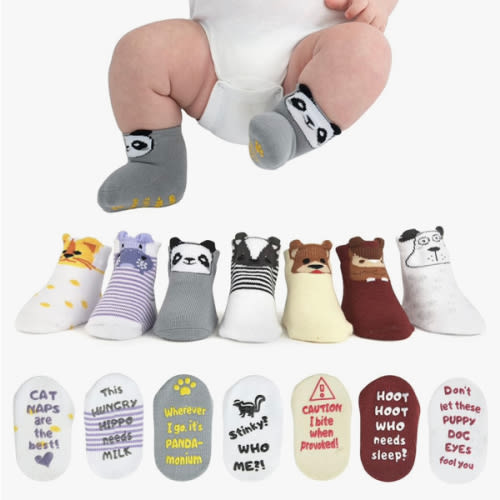 ZIRI & ZANE Baby Sock Gift Set - 7 Unique Pairs, Cute & Funny Unisex Newborn Gifts for Baby Showers & Registries
