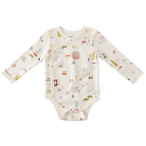 Pehr Long Sleeve Kimono One-Piece - Explore New York, 0-3 Months