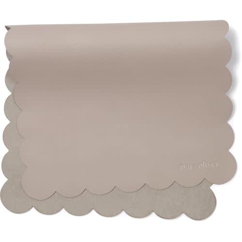 Ava + Oliver Vegan Leather Baby Changing Mat (16 X 30 in) - Multipurpose Wipeable and Portable Diaper Changing Pad - Foldable for Travel (Grey Scallop)