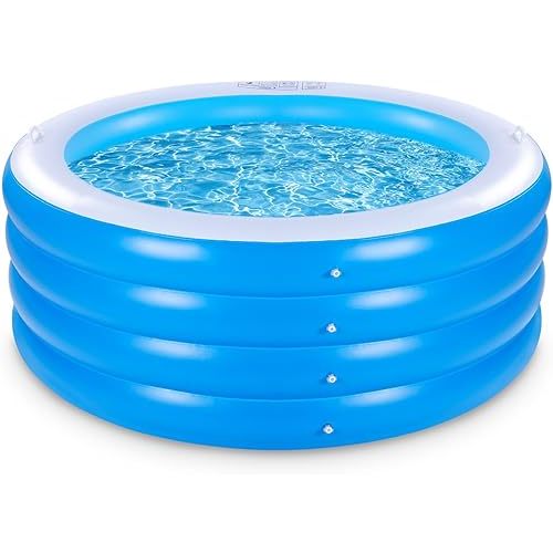 Inflatable Swimming Pool, 70"x30" Large Deep Round Inflatable Pool with Handles Family Pool, Summer Water Party, Outdoor, Garden Backyard, Suitable for Adults (Blue)