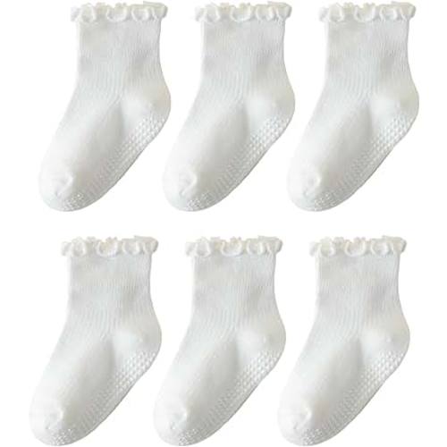 Amazon.com: ANYANIME Toddler Socks Ruffle for Girls Baby Grip Socks Non Slip Cute Frill