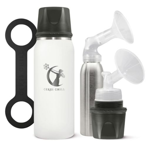 CERES CHILL OG Breast Milk Chiller – Up to 20-Hour Cooling – Pump-Direct Compatible – Stainless Steel, 27 oz, White