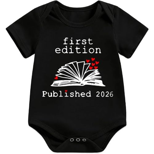 hrcfbk Infant Baby Boys Girls Bodysuit Newborn Short Sleeve Funny Letters Print Romper Reveal Pregnancy Announcement Clothes