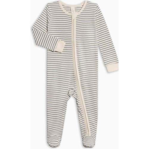 Peyton Zipper Sleeper, Bay Stripe / Ivory + Sea - Colored Organics | Maisonette
