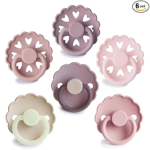 FRIGG SilkySoft Silicone Baby Pacifier 6-Pack Blooming Love | Made in Denmark | BPA-Free (6-18 Months)