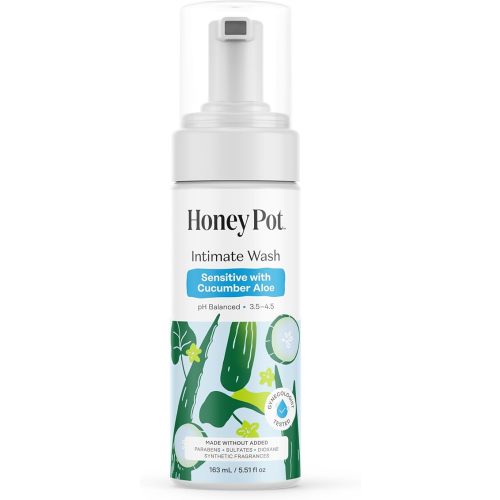 The Honey Pot Company - Feminine Wash - Herbal Infused - Sensitive Skin Types - PH Balanced Plant Based Hygiene Products - Sensitive w/Cucumber Aloe - 5.51 Fluid Oz.