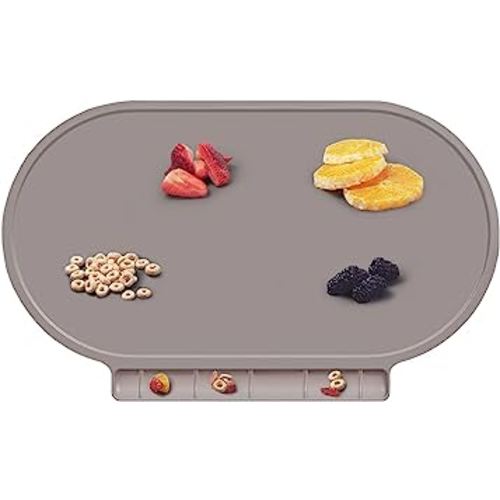 Silicone Placemat for Baby, Silicone Baby Toddlers Non-Slip Tablemats Stain Resistant Anti-Skid Reusable Dishwasher Safe Table Mats, Portable Food Mat Travel, Gray
