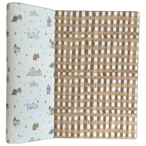 LITTLE Bot Baby Play Mat - Wonderland: BPA-Free, TPU Material, Gingham Check Pattern, Botanical Design