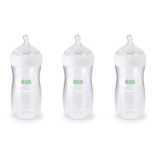 NUK Simply Natural Baby Bottle with SafeTemp, 9 oz, 3 Pack - Neutral - 9 Ounce (3 Pack)