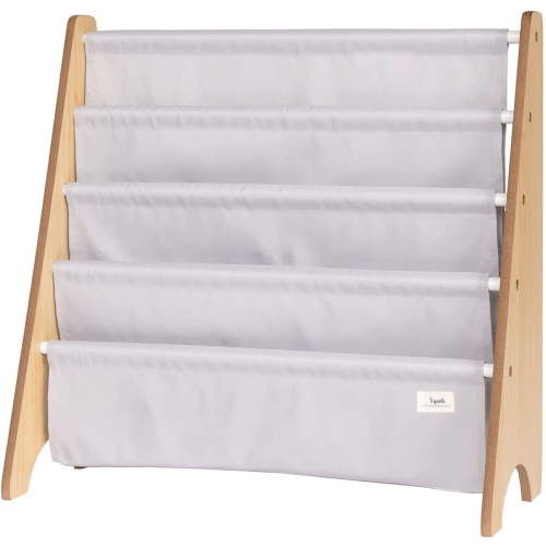 3 Sprouts Recycled Fabric Kids Book Rack Storage Bookshelf Organizer in Light Gray for Ages 3+