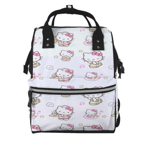 Hello Kitty Diaper Bag Ummy Nappy Backpack Fashion Shoulders Casual Kawaii Cute Interesting Cartoon Anime Waterproof Portable Large Capacity Daypack Travel for Women Men Handbag Gift