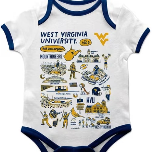 Vive La Fete West Virginia Mountaineers Baby White Impressions One Piece