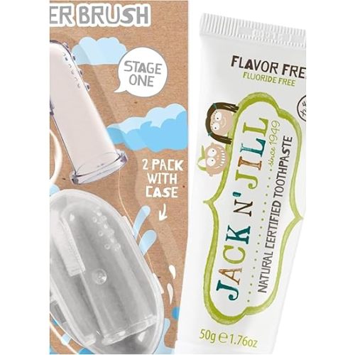 Jack N' Jill Baby Silicone Finger Toothbrush, 1.76 fl oz Toothpaste