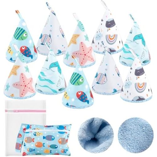 10 Pcs Coral Velvet Peepeeteepe Baby Boy with Storage Bag & Laundry Bag, Strong Water Absorption Pee Peep Teepee for Baby Boy, Reusable Pee Covers for New Parents Gift