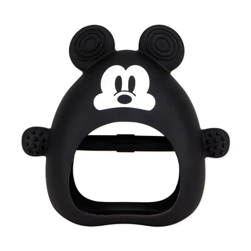 Bumkins Disney Baby Silicone Undroppable Teething Mitt, Freezer Toy Teether Keys, Soft Flexible Platinum Silicone Pacifier to Chew, Cool Teether Gum Relief, Essentials Babies 3 Months, Mickey Mouse