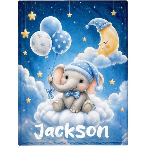 Personalized Baby Blanket for Boys, Custom Baby Blanket with Name Soft Personalized Name Blankets for Newborns, Toddlers Kids, Custom Gift Blankets for Birthday Baby Shower