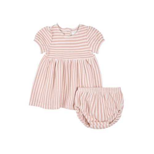 Stripe Terry Cloth Dress & Bloomers Set, 6M