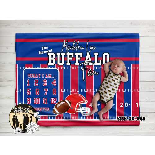 Buffalo Football Baby Milestone Blanket: Buttery Soft Plush Photo Prop
