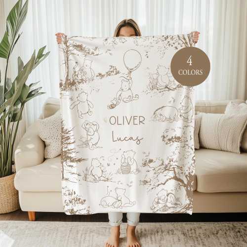 Customized Winnie-the-Pooh Blanket Personalized Winnie-the-Pooh Baby Shower Gift Pooh Bear Grandson Gift For Granddaughter Gift Keepsake B22