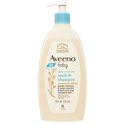 Aveeno Baby Gentle Body Wash & Shampoo with Natural Oat Extract, Tear-Free, Paraben-Free & Phthalate-Free Formula for Baby’s Sensitive Hair & Body, Lightly Scented, 18 fl. oz, 3 Pack