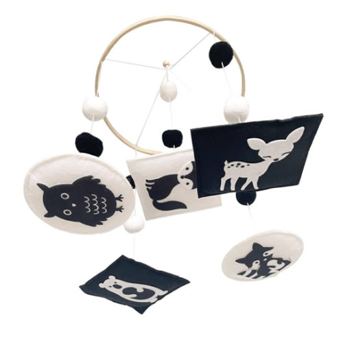 Montessori Mobile, Black and White Mobile for Baby, Woodland Baby Crib Mobile for Boys Girls, Neutral Nursery Mobile High Contrast Mobile for Pack N Play, Nursery Decor Woodland