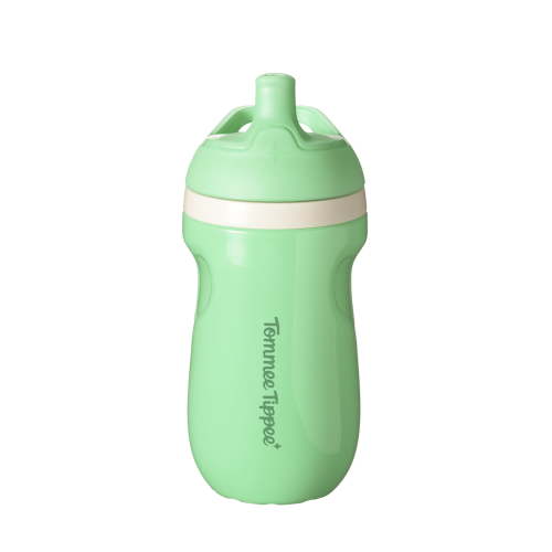 Tommee Tippee Insulated Sporty Bottle, 12 Months+ , 9oz, No Spill Toddler Water Bottle, Two-Piece Valve Helps Stop Spills, Mint, 1 count