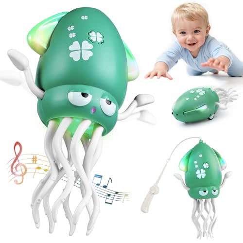 Baby Dancing Octopus Toys for 3 4 5 6+ Year Old Boy Girl, Magic Musical Crawling Tummy Time Toy, Led Light Dancing Squid Toy for Walking Toddlers, Kids Birthday