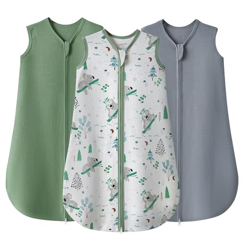 JELLYMONI Baby Sleep Sack 18-24 Months 100% Cotton Wearable Blanket, 0.5 TOG Soft Lightweight Toddler Sleeping Sack 3 Pack 2-Way Zipper Newborn Sleep Sacks