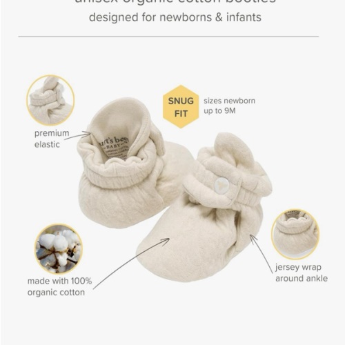 Burt's Bees Baby Newborn Essentials Unisex Organic Cotton Booties
