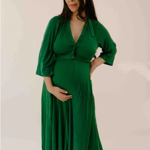 Lila Labor & Postpartum Gown in Emerald