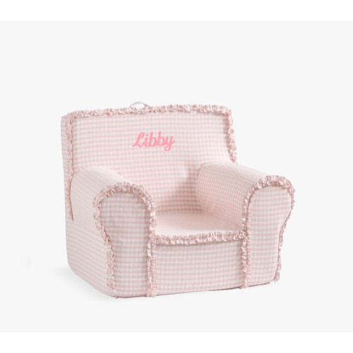 Kids Anywhere Chair, Sepia Rose Ruffle Gingham- personalized for Libby