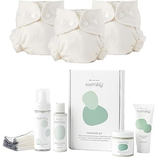 Esembly Baby Care Bundle | Cloth Diaper Inners (3-Pack, Size 1) and Skincare Kit