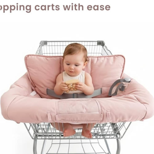 Konssy Cotton Shopping Cart Cover for Baby, Soft Cotton Outer Layer, Polyester-Filled Quilted Inner Layer, Universal High Chair Cover, Grocery Cart Cover for Boy or Girl
