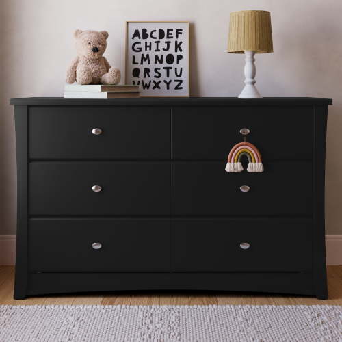 Storkcraft Crescent 6 Drawer Nursery Dresser, Black