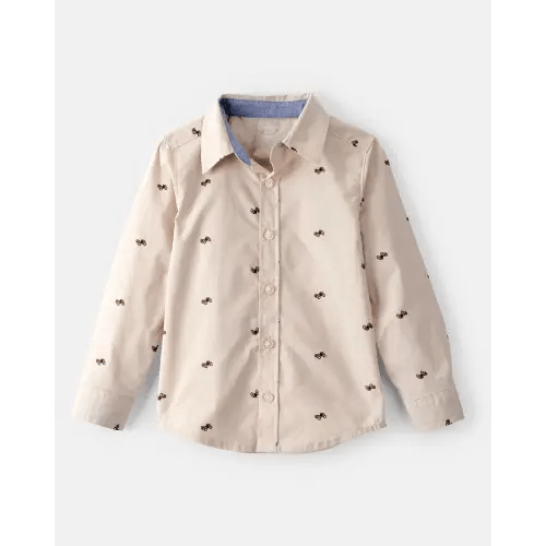 Toddler Boy Race Car Print Long-Sleeve Button-Down Shirt - Khaki - OshKosh B'gosh | Carter's