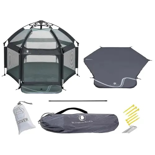 POP 'N GO PLAYPEN Premium Outdoor Baby Playpen Includes Self-Inflating Playmat (Charcoal Black)
