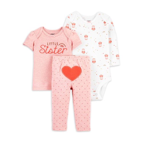 Child of Mine by Carter's Little Sister Bodysuit, T-shirt, Leggings, 3pc Outfit Set