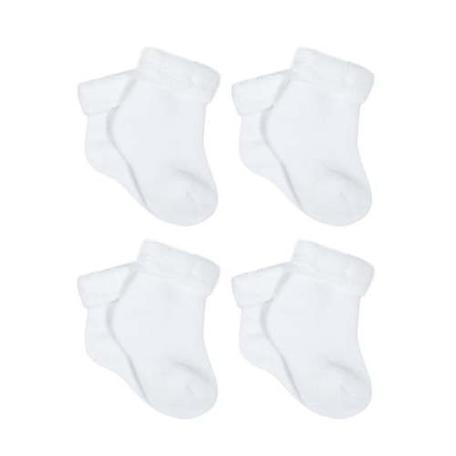 Gerber Baby Boy and Girl Unisex Terry Bootie Wiggle-Proof Socks, 4-Pack, Sizes Newborn - 0/6 Months